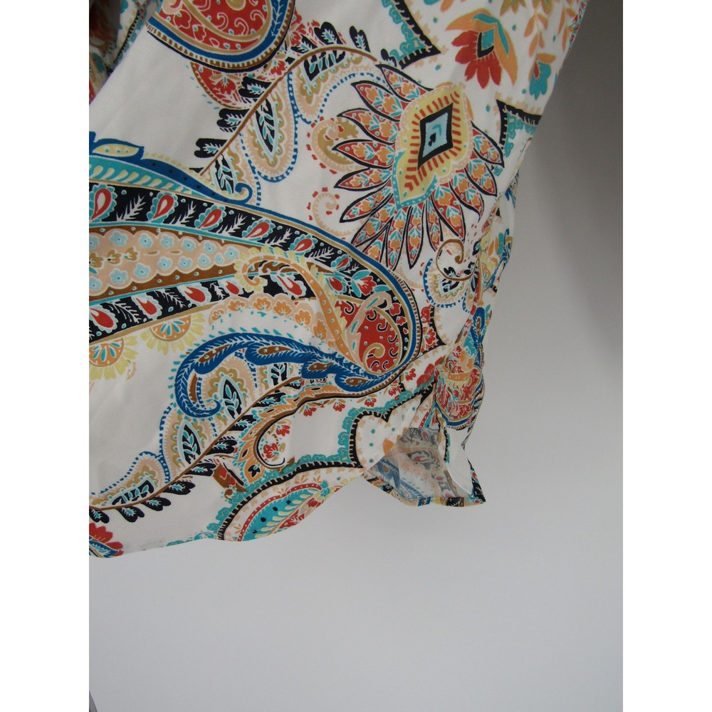 Chico's Button Down Shirt Womens 2 White Paisley No-Iron Chic Stretch Blouse - Picture 4 of 10